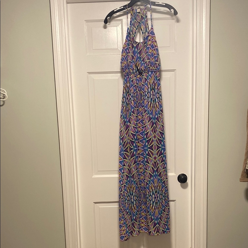 Multicolor Halter Maxi Dress
